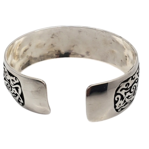 Sterling Silver Oxidized Spiral Cut Out Wide Cuff Bracelet #20760 - Picture 3 of 10